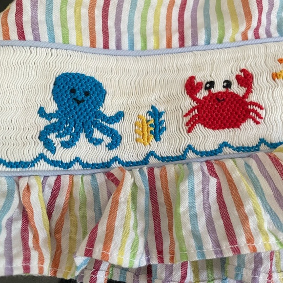 Three Bees Company Rainbow Sea Life Embroidered Two Piece Bathing Suit Size 5 - Picture 4 of 8